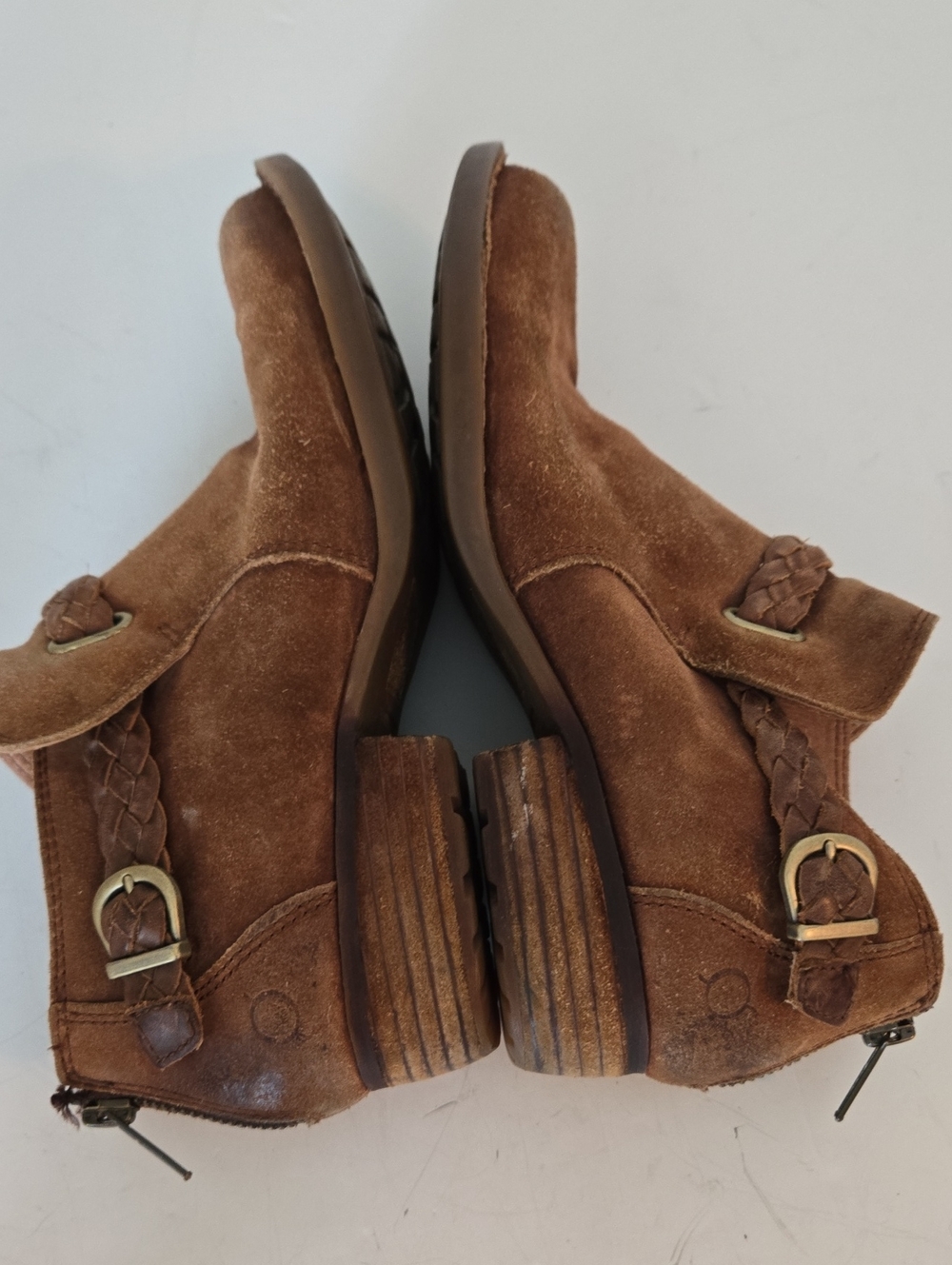 Born Sylvia Brown Suede Booties Woven Detail 7M - Picture 8 of 10